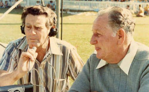 Harry Grew (right) with Barry Davidson on air at Oakes Oval, Lismore. Harry Grew (right) with Barry Davidson on air at Oakes Oval, Lismore.